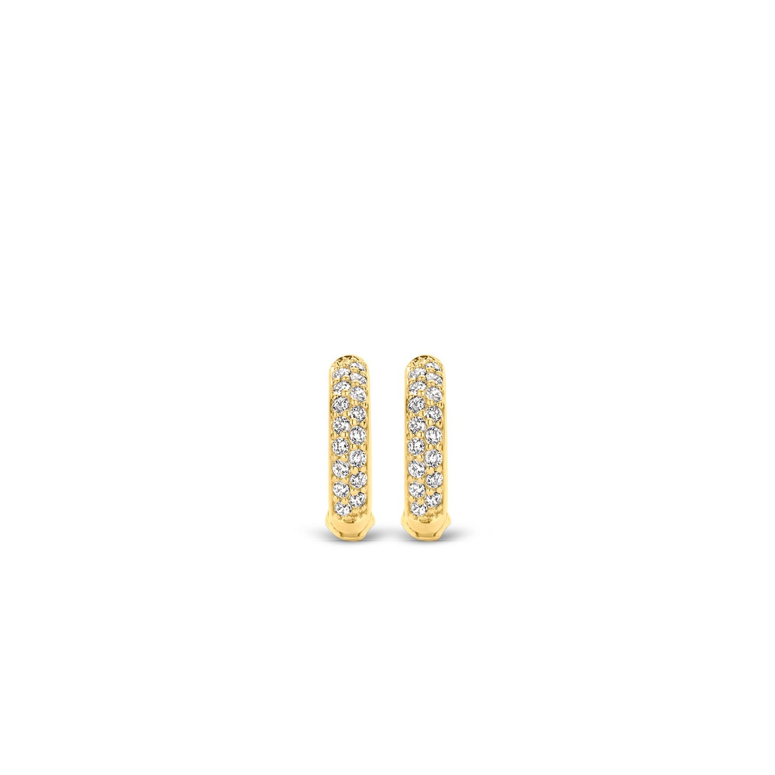 Ti Sento Milano Double Row Crystal Gold Huggy Hoop Earring