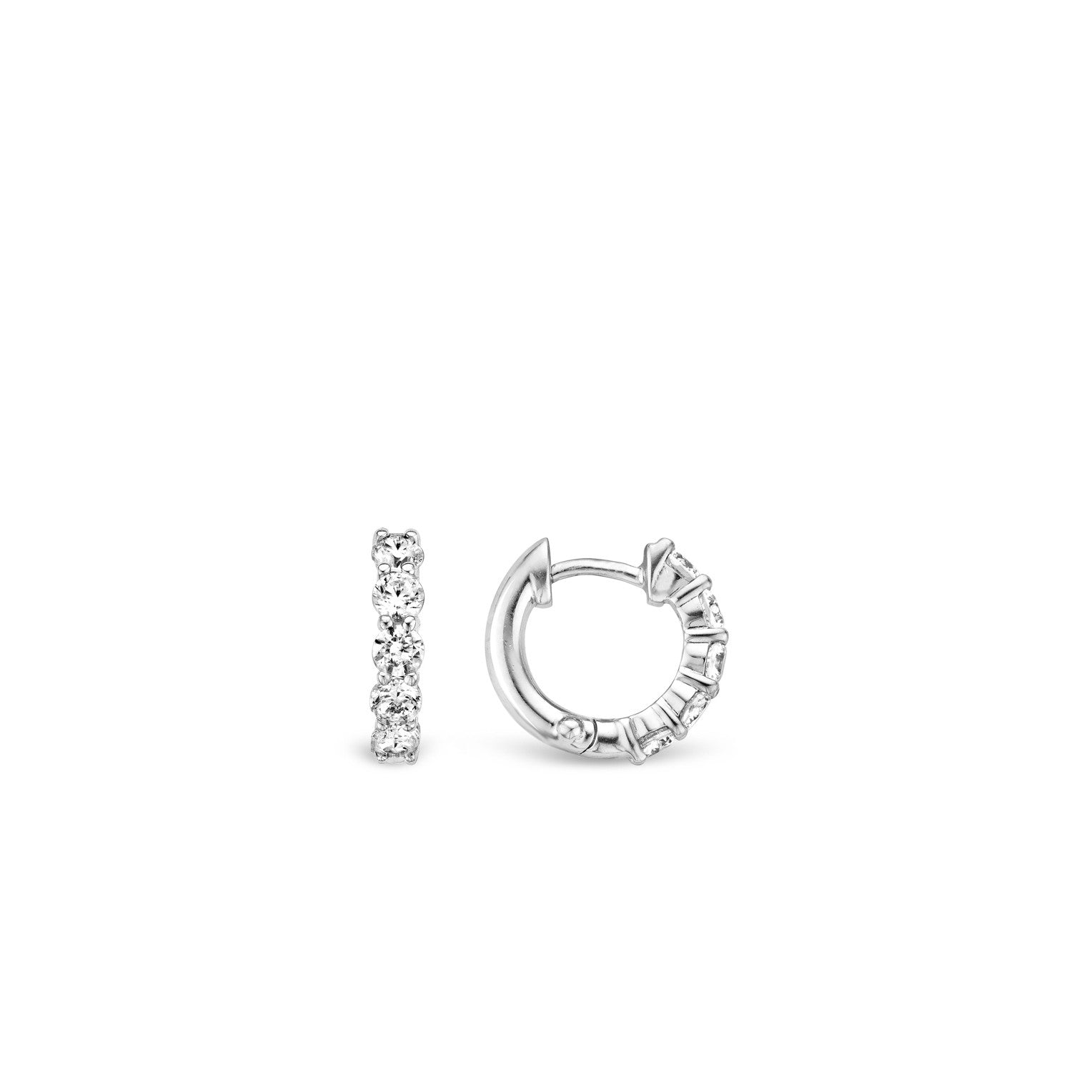 Ti Sento Milano Silver White Zirconia Huggies