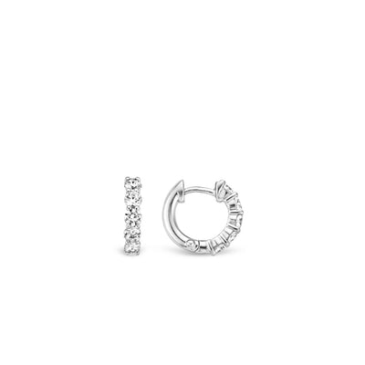Ti Sento Milano Silver White Zirconia Huggies
