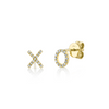 Shy Creation Diamond XO Stud Earrings in Yellow Gold