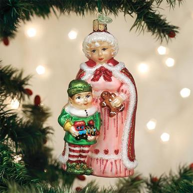 Old World Christmas Mrs.Claus With Elf Ornament