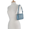 MAGGIE SHOULDER BAG Slate Blue Embossed Python Leather