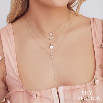 Shy Creation Pave Diamond Starburst Necklace