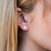 Shy Creation Diamond Pave Circle Stud Earrings
