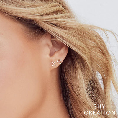 Shy Creation Diamond XO Stud Earrings