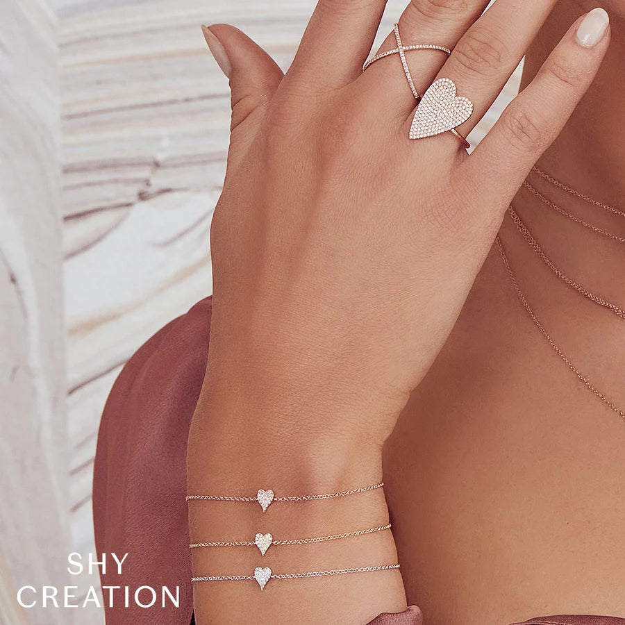 Shy Creation Pave Diamond Heart Bracelet