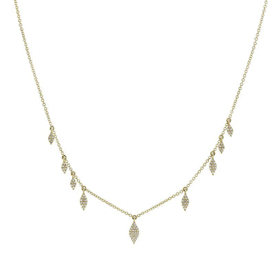 Shy Creation Pave Diamond Marquise Drops Necklace