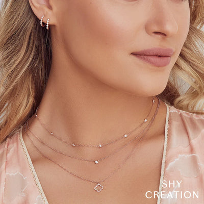 Shy Creation Open Clover Diamond Necklace