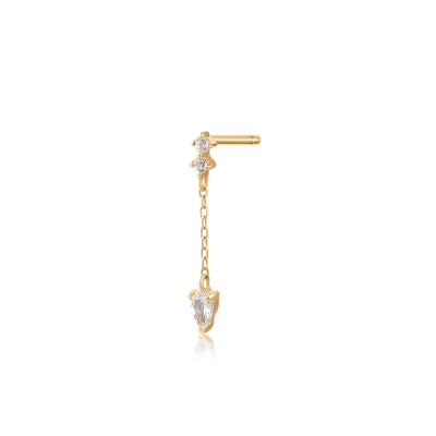 AURELIE GI Dewdrop Pear and Round White Sapphire Drop Stud Earring