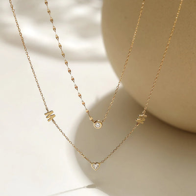 AURELIE GI Nola Diamond Bezel Necklace with Dual Chain
