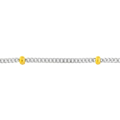 Bead Saturn Chain Anklet in Two Tone Gold