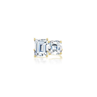Bold Two-Stone Ring with White Topaz Cushion & Baguette