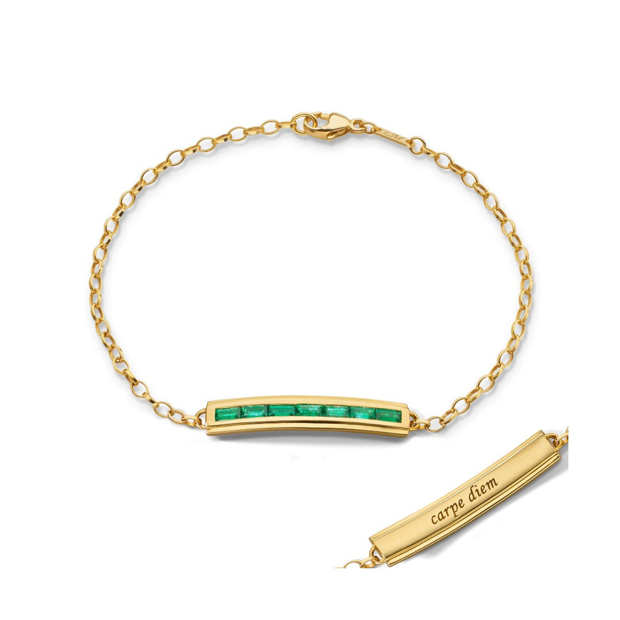 Monica Rich Kosann Carpe Diem Baguette Emerald Petite Poesy Bracelet