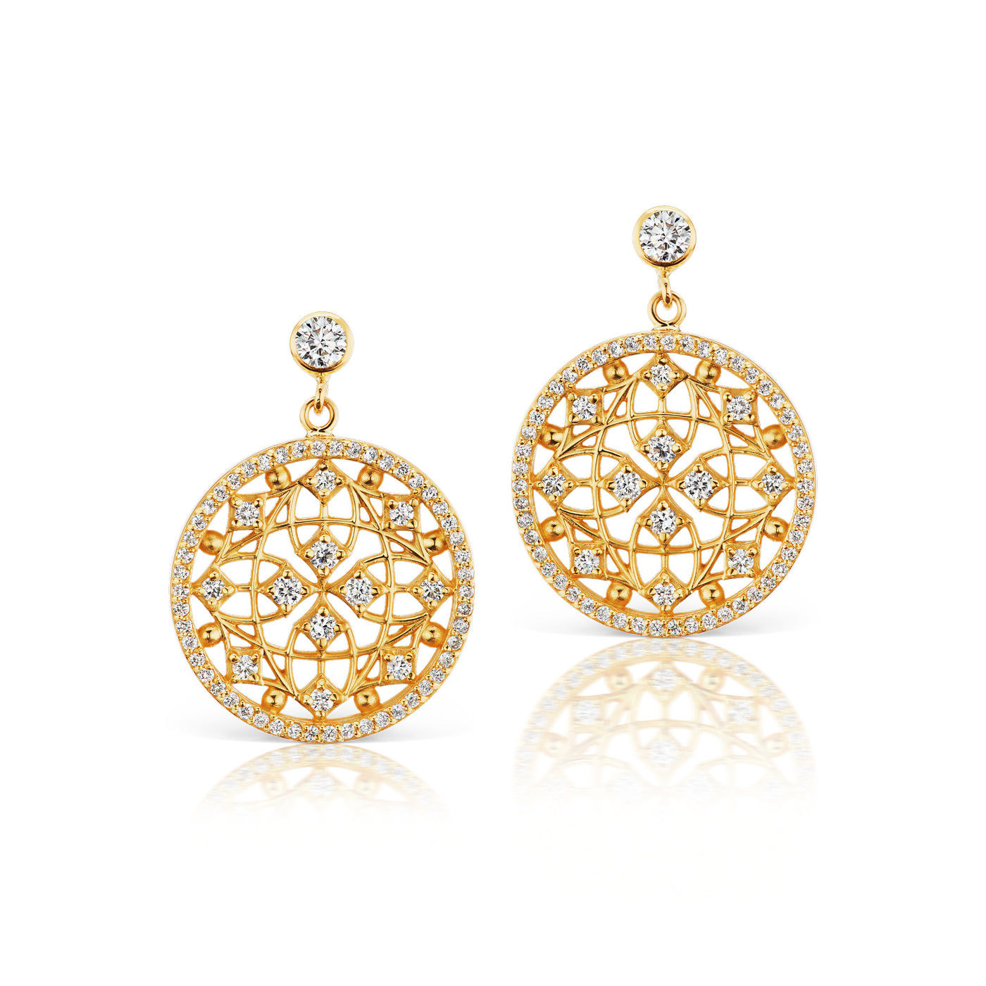 Scott Mikolay Celebration Round Filigree Diamond Drop Earring