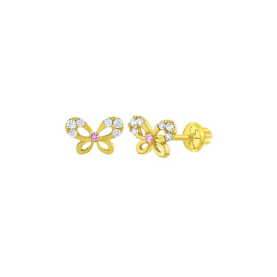 Kids butterfly diamond earrings in rose gold | Golden Flamingo