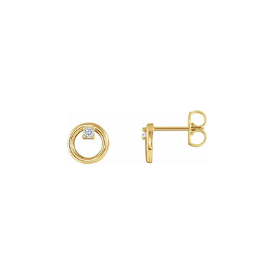 Circle with Petite Diamond Earrings in Yellow Gold