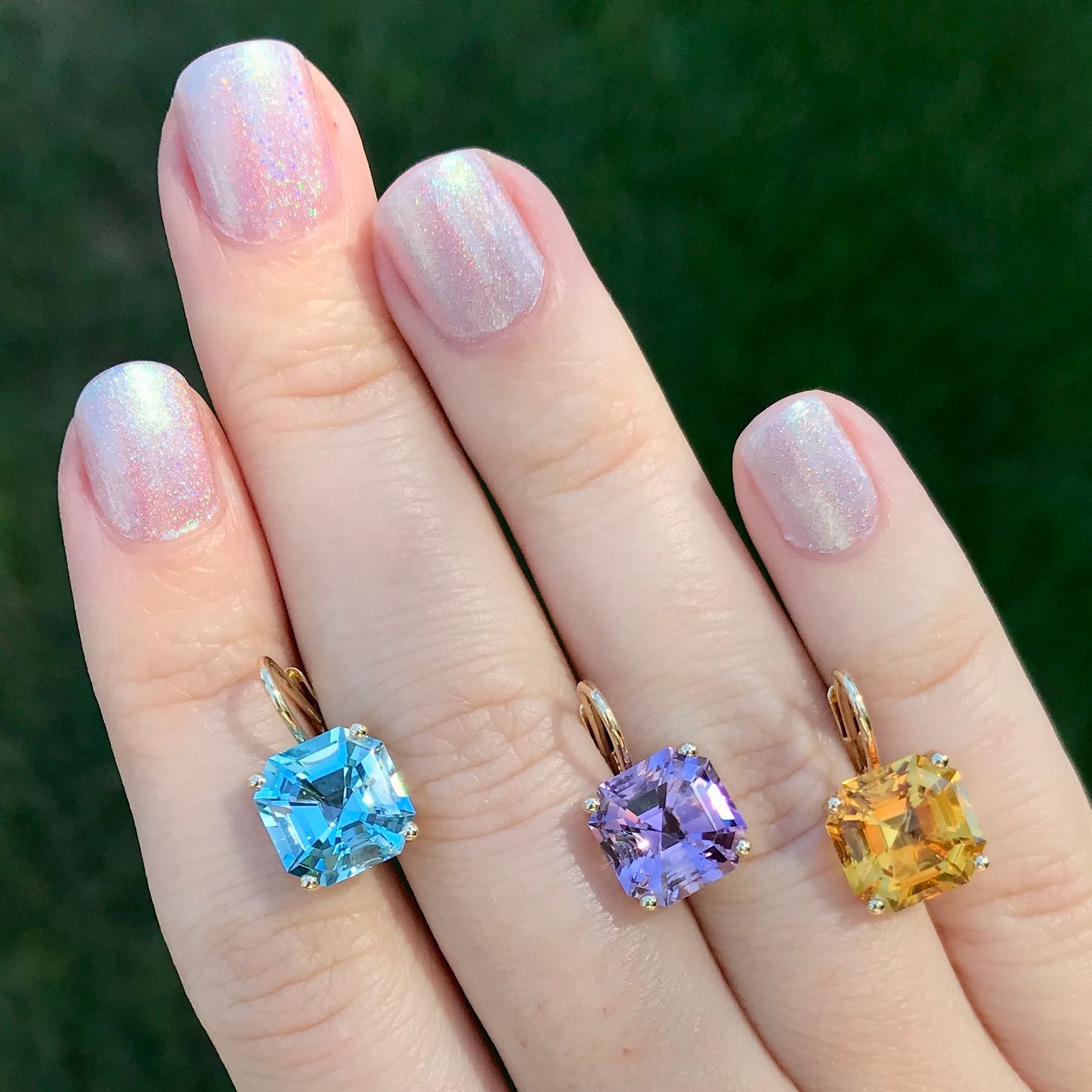 Jane Taylor Octagonal Drop Earring in Blue Topaz