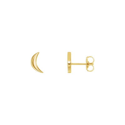 Crescent Moon Stud Earrings in Yellow Gold