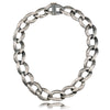 Curb Link Necklace with Diamonds in Oxidized Sterling