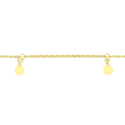 Dangle Disc Stations Anklet in Yellow Gold
