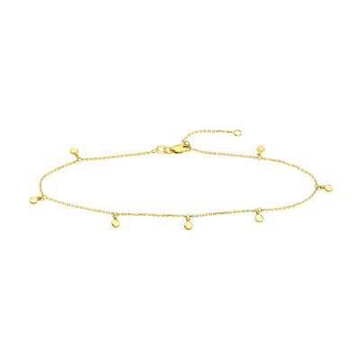 Dangle Disc Stations Anklet in Yellow Gold