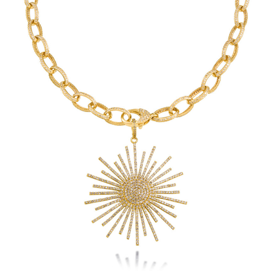 Tara Mikolay Diamond Starburst Enhancer on Gold Oval Link Chain