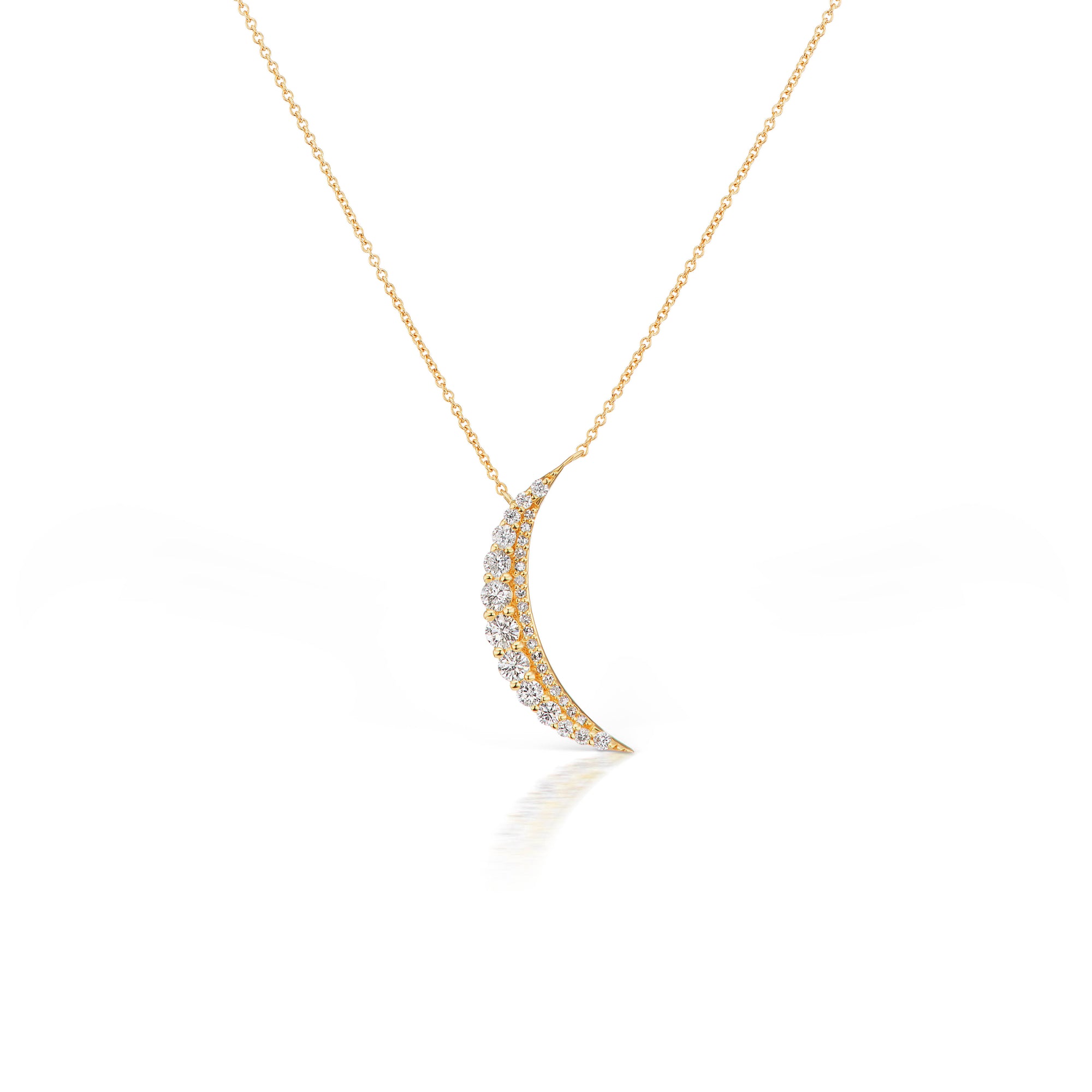 Tara Mikolay Raw Diamond Crescent Moon Necklace in Yellow Gold