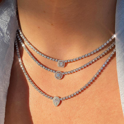Shy Creation Baguette Shape Diamond Collar Style Necklace