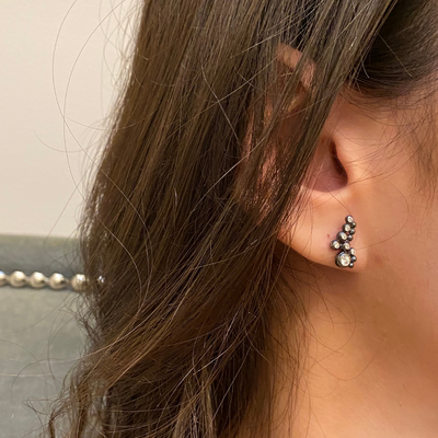 Rene Escobar Diamond Cluster Oxidized Stud Earring