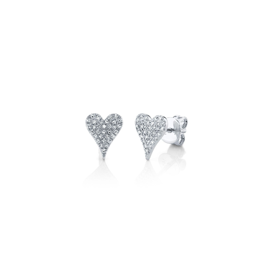 Shy Creation Diamond Pave Heart Stud Earrings