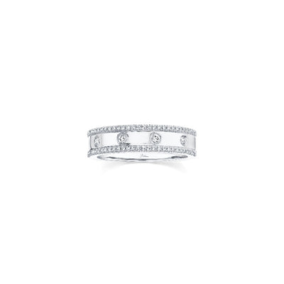 Shy Creation Double Row Half Eternity Ring in White Gold