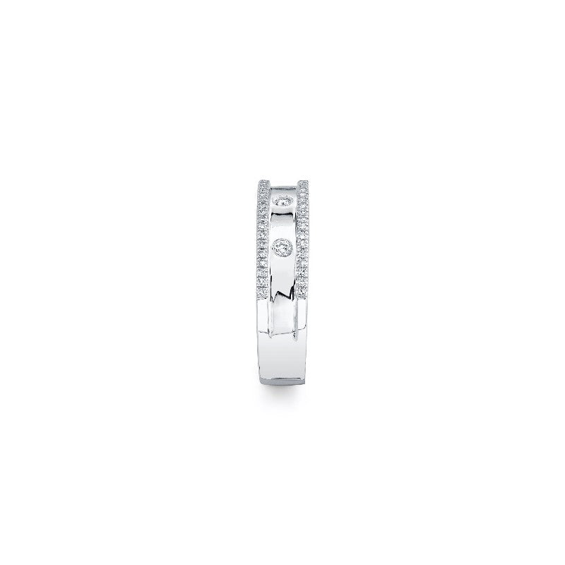 Shy Creation Double Row Half Eternity Ring in White Gold