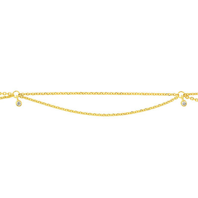 Double Strand Anklet with Diamonds in Yellow Gold