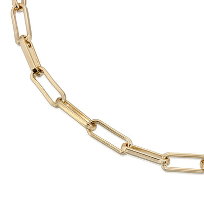 Elongated Link Chain Necklace in Gold