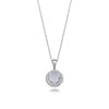 Bling! Faceted White Topaz and Diamond Round Pendant Necklace