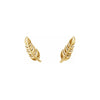 Feather Stud Earrings in Yellow Gold