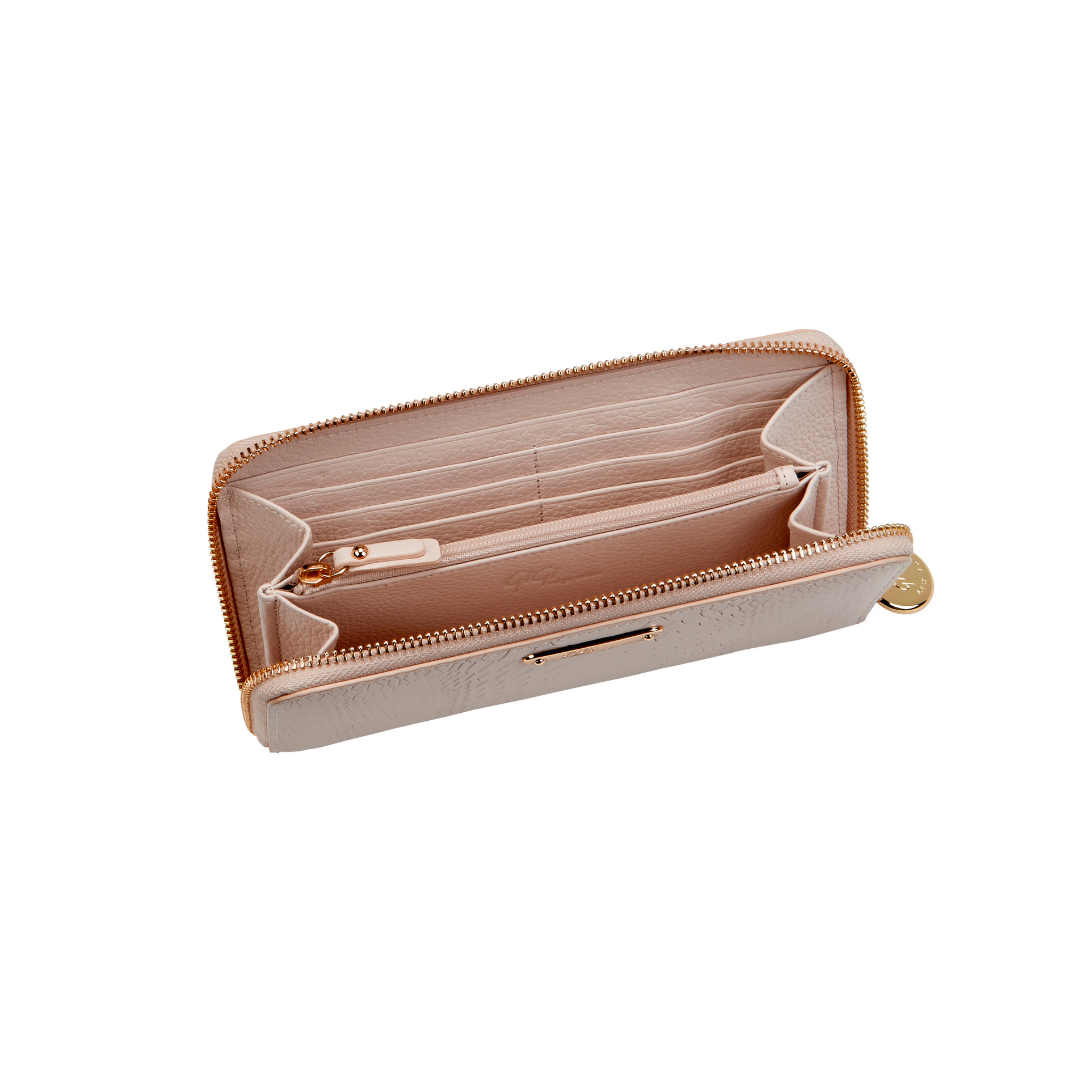 Gigi NY Python Leather Large Zip Around Wallet