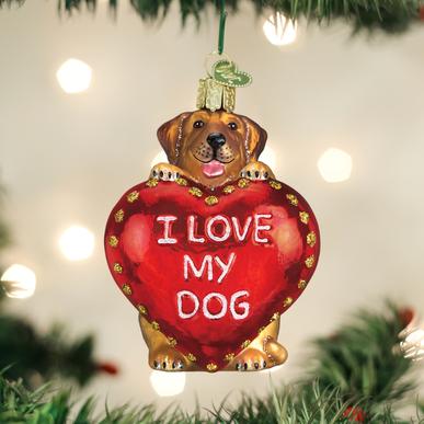 Old World Christmas I Love My Dog Ornament