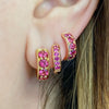 Petite Chubby Huggy Hoops in Hot Pink Sapphire