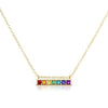 Horizontal Bar Necklace with Rainbow Gemstones