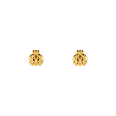 Ladybug Earrings in Yellow Gold