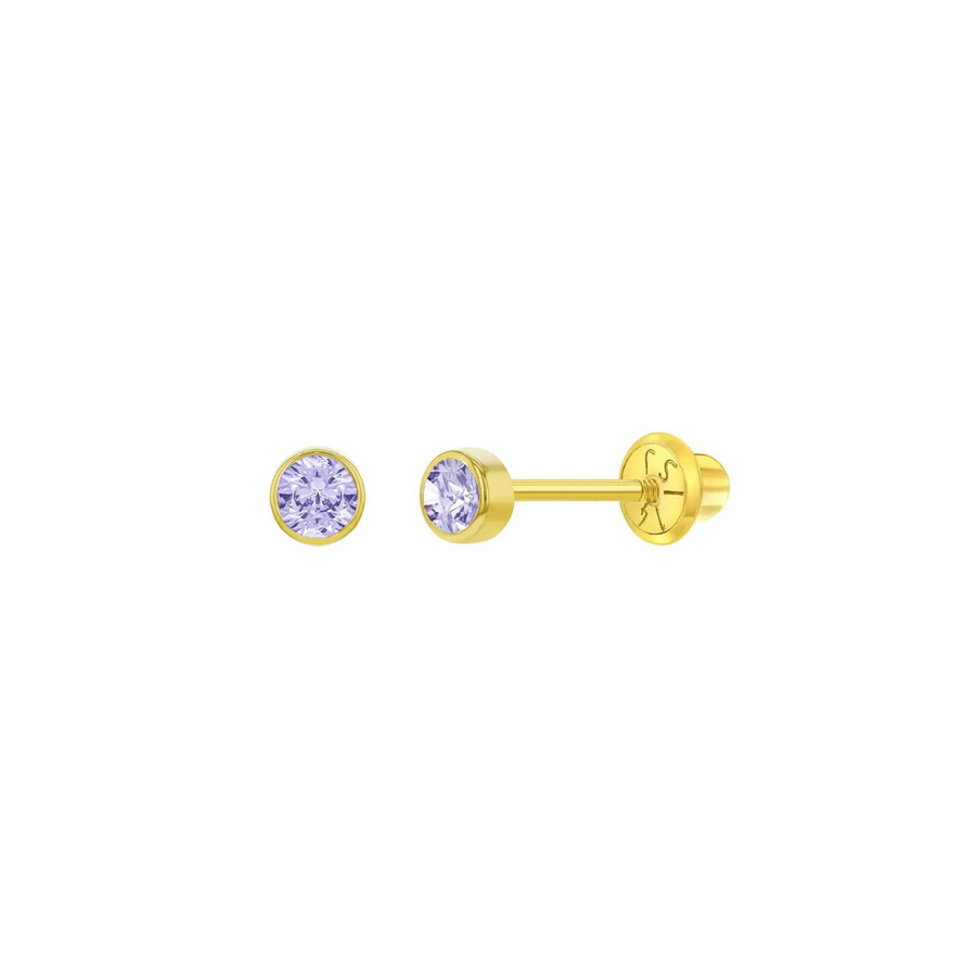 Lavender Tiny Bezel Little Girl's Stud Earrings