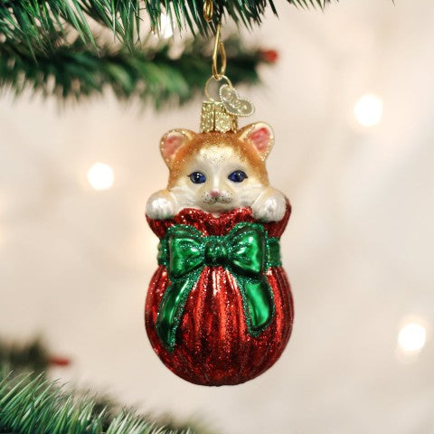 Old World Christmas Letting the Cat Out of the Bag Ornament