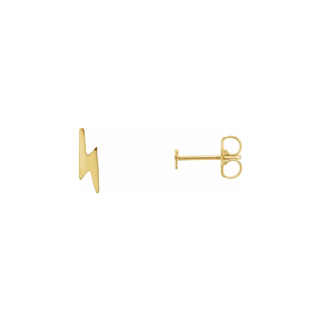 Lightning Bolt Studs in Yellow Gold