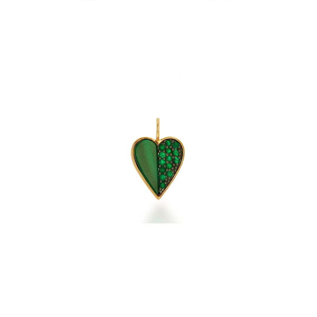 Rachel Reid Emerald and Malachite Heart Charm