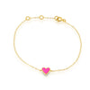 Mini Hot Pink Enamel Heart Chain Bracelet
