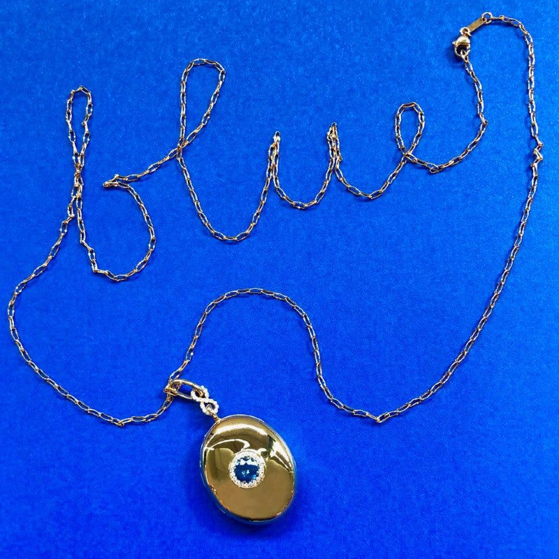 Monica Rich Kosann Sapphire Infinity Locket in Yellow Gold