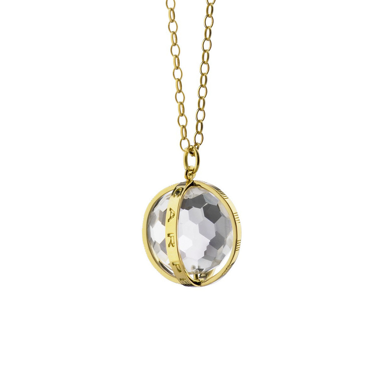 Monica Rich Kosann Large Carpe Diem Rock Crystal Pendant in Yellow Gold