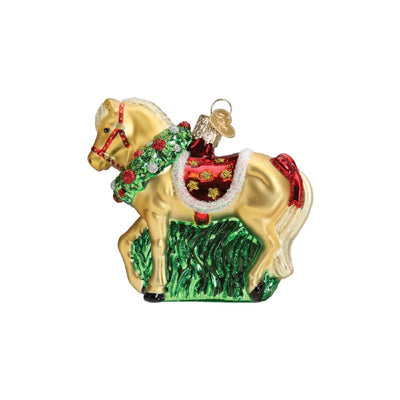 Old World Christmas Horse with Wreath Ornament