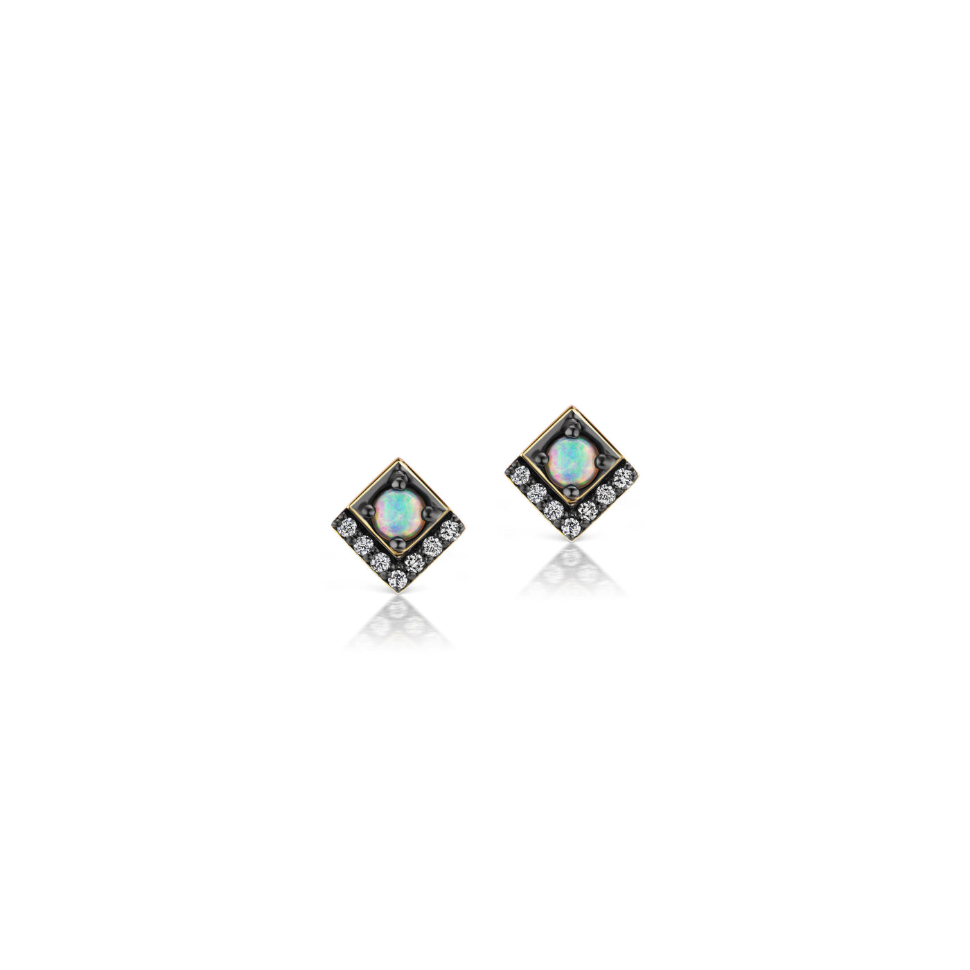 Jane Taylor Petite Square Stud Earrings with Opals